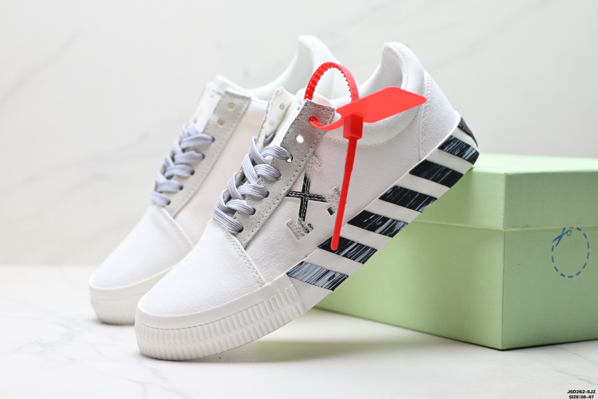 220 OFF-WHITE Vulcanized Striped Low Top 潮流 低帮时尚板鞋