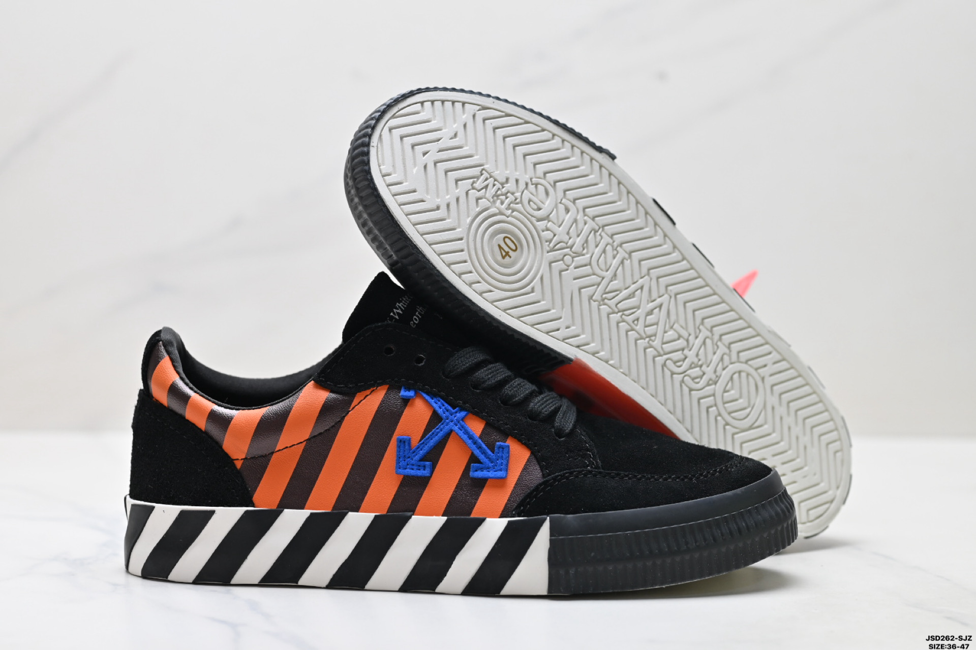 220 OFF-WHITE Vulcanized Striped Low Top 潮流 低帮时尚板鞋