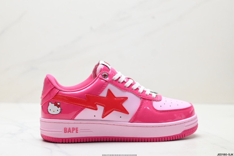 A Bathing Ape BAPE STA Pastel Color Leather Low-Top Pink Fashion Sneakers 1 A Bathing Ape BAPE STA Pastel Color Leather Low-Top Pink Fashion Sneakers