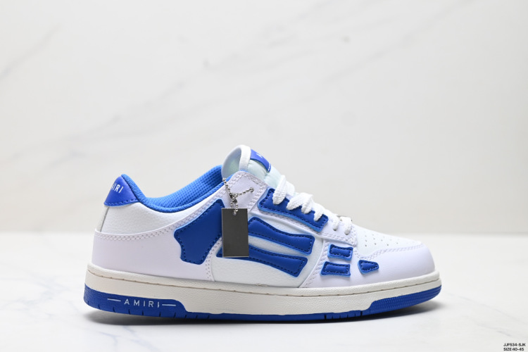 Amiri Skeleton Low-Top White/Blue Leather Sneakers Classic Casual Shoes 1 Amiri Skeleton Low-Top White/Blue Leather Sneakers Classic Casual Shoes