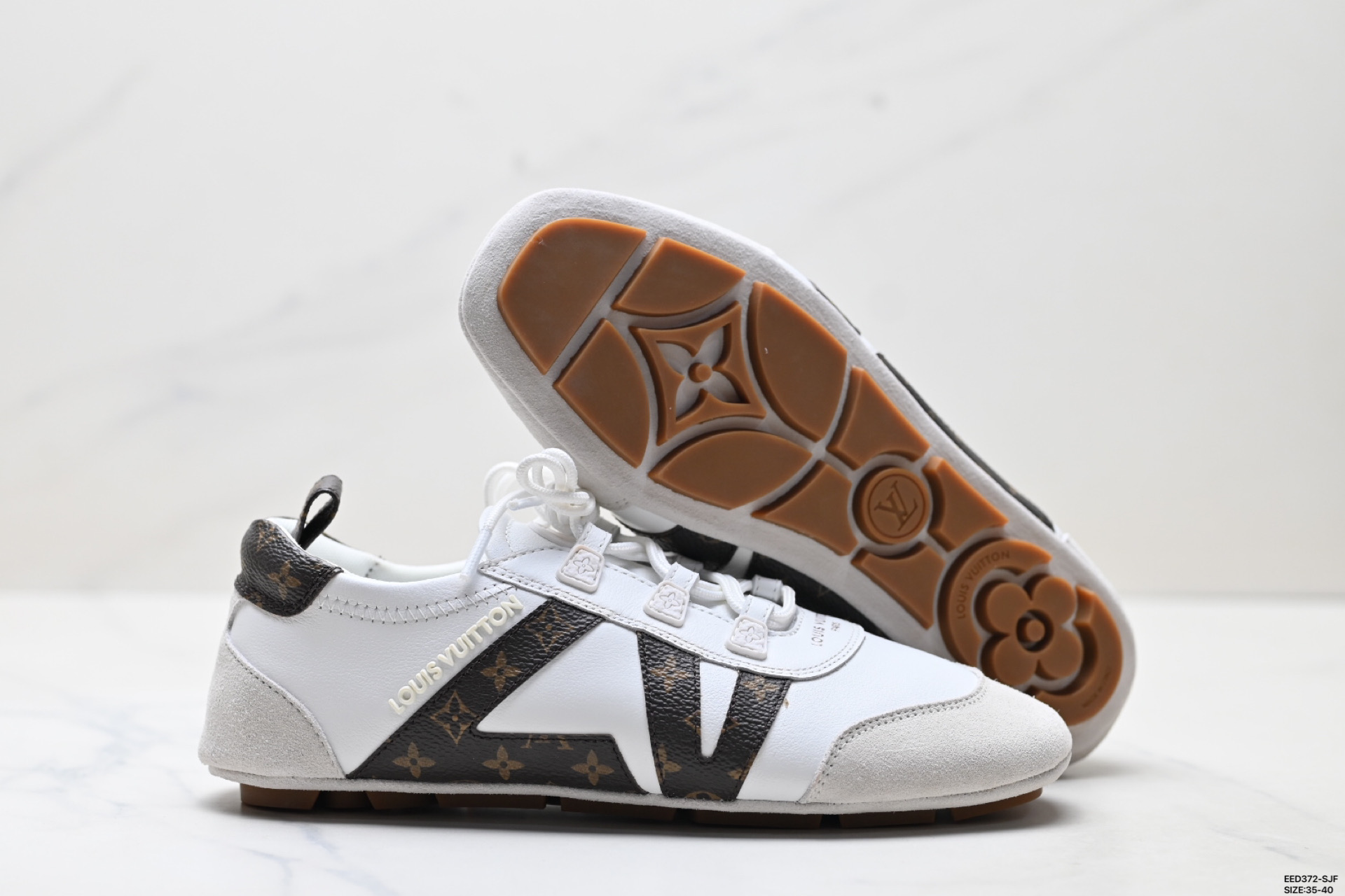 纯原LOUIS VUITTON Sneakerina 德训鞋 羊皮革 圆头系带 芭蕾风 薄底鞋 路易威登 低帮 生活休闲