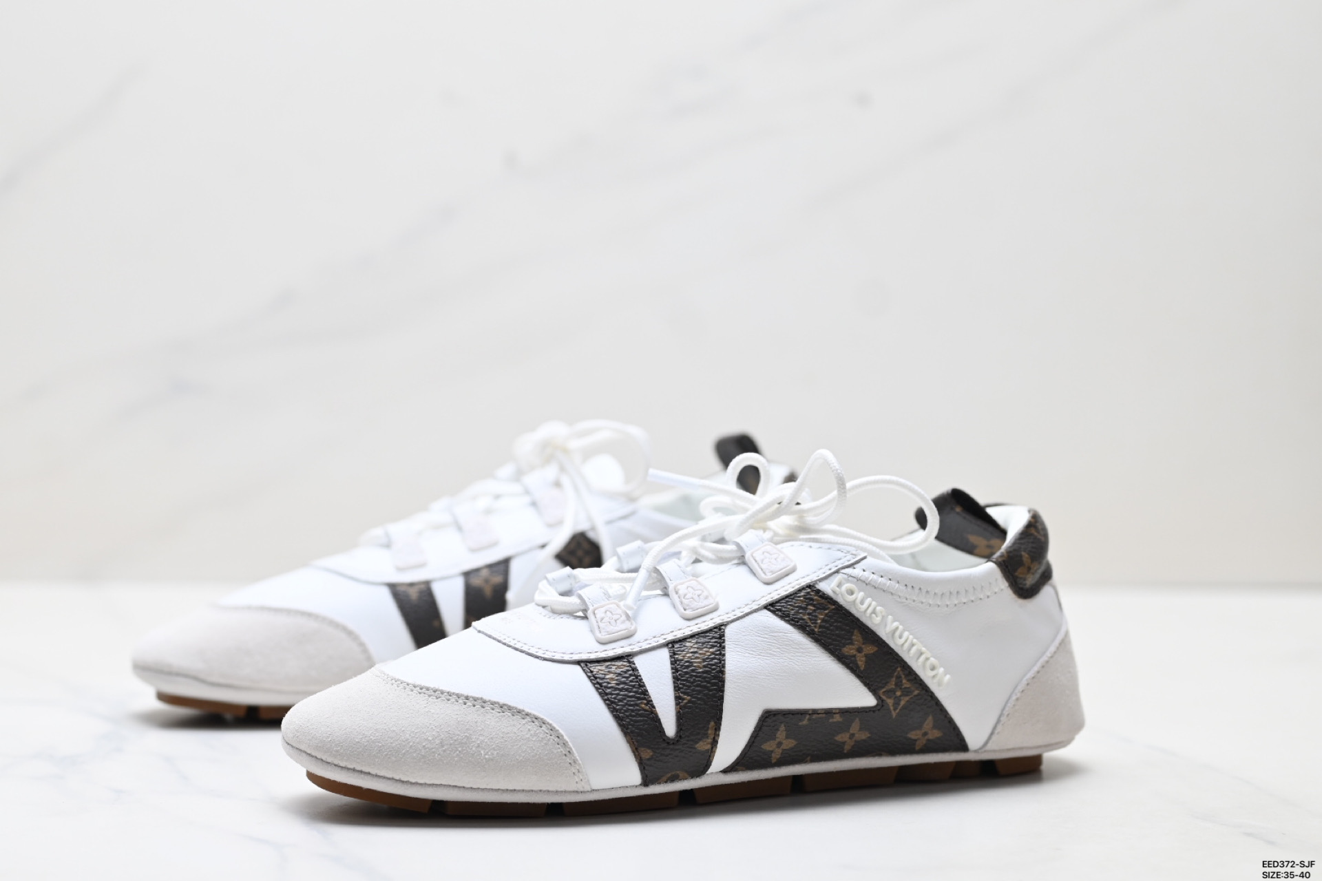 纯原LOUIS VUITTON Sneakerina 德训鞋 羊皮革 圆头系带 芭蕾风 薄底鞋 路易威登 低帮 生活休闲