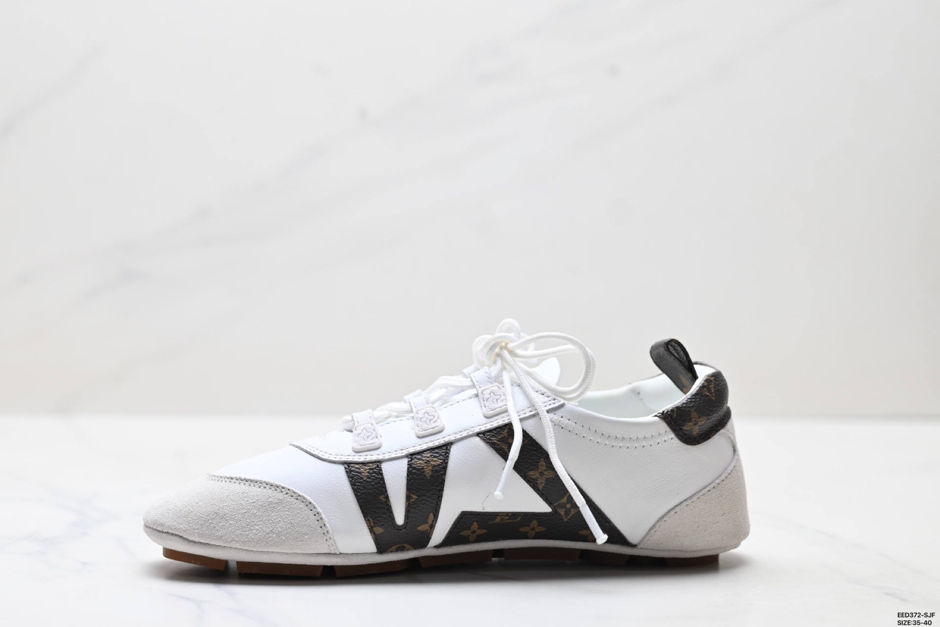 纯原LOUIS VUITTON Sneakerina 德训鞋 羊皮革 圆头系带 芭蕾风 薄底鞋 路易威登 低帮 生活休闲