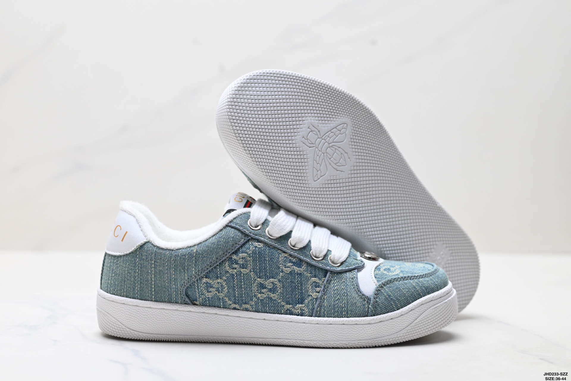 200 古驰Gucci Screener GG Sneaker Low经典原型系列复古老爹百搭做旧休闲运动板鞋“黄油白绿红冲孔白做旧”
