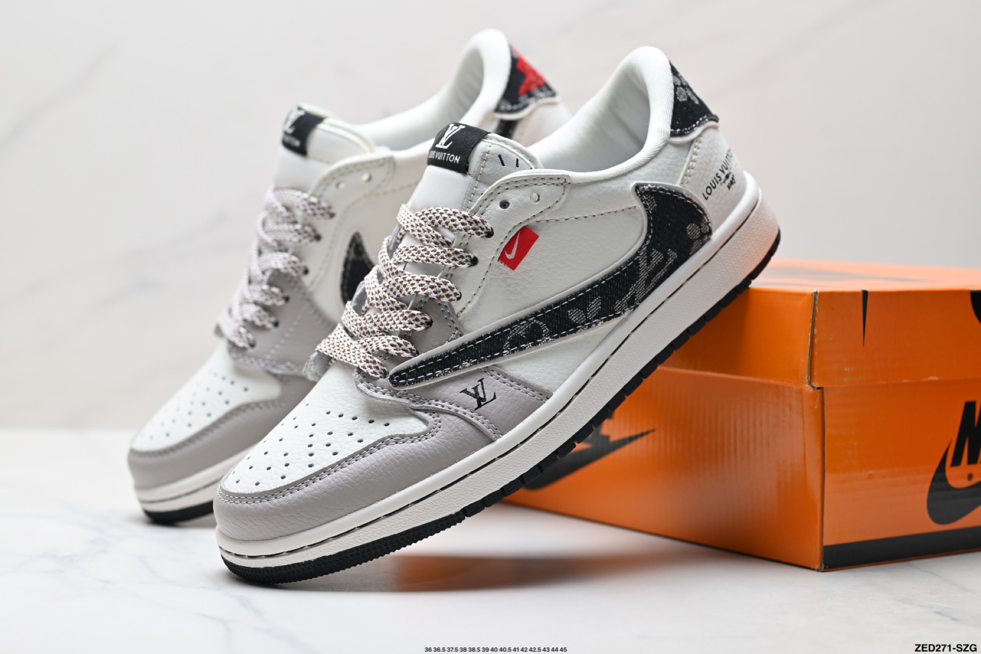 Nike Air Jordan 1 x Travis Scott AJ1倒勾 乔一倒钩 ‘DIY’定制 耐克 低帮文化篮球鞋 JW1188-143