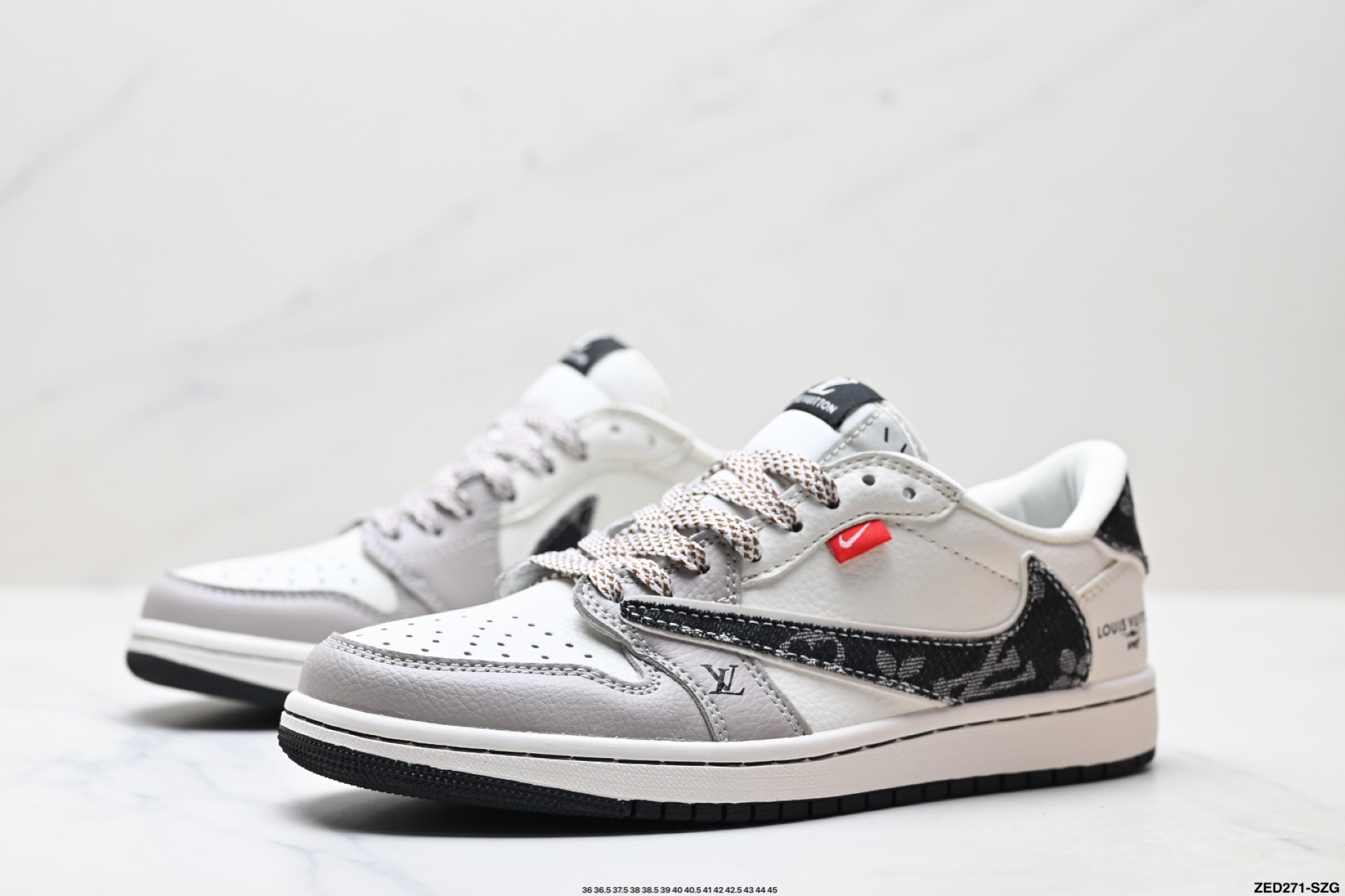 Nike Air Jordan 1 x Travis Scott AJ1倒勾 乔一倒钩 ‘DIY’定制 耐克 低帮文化篮球鞋 JW1188-143