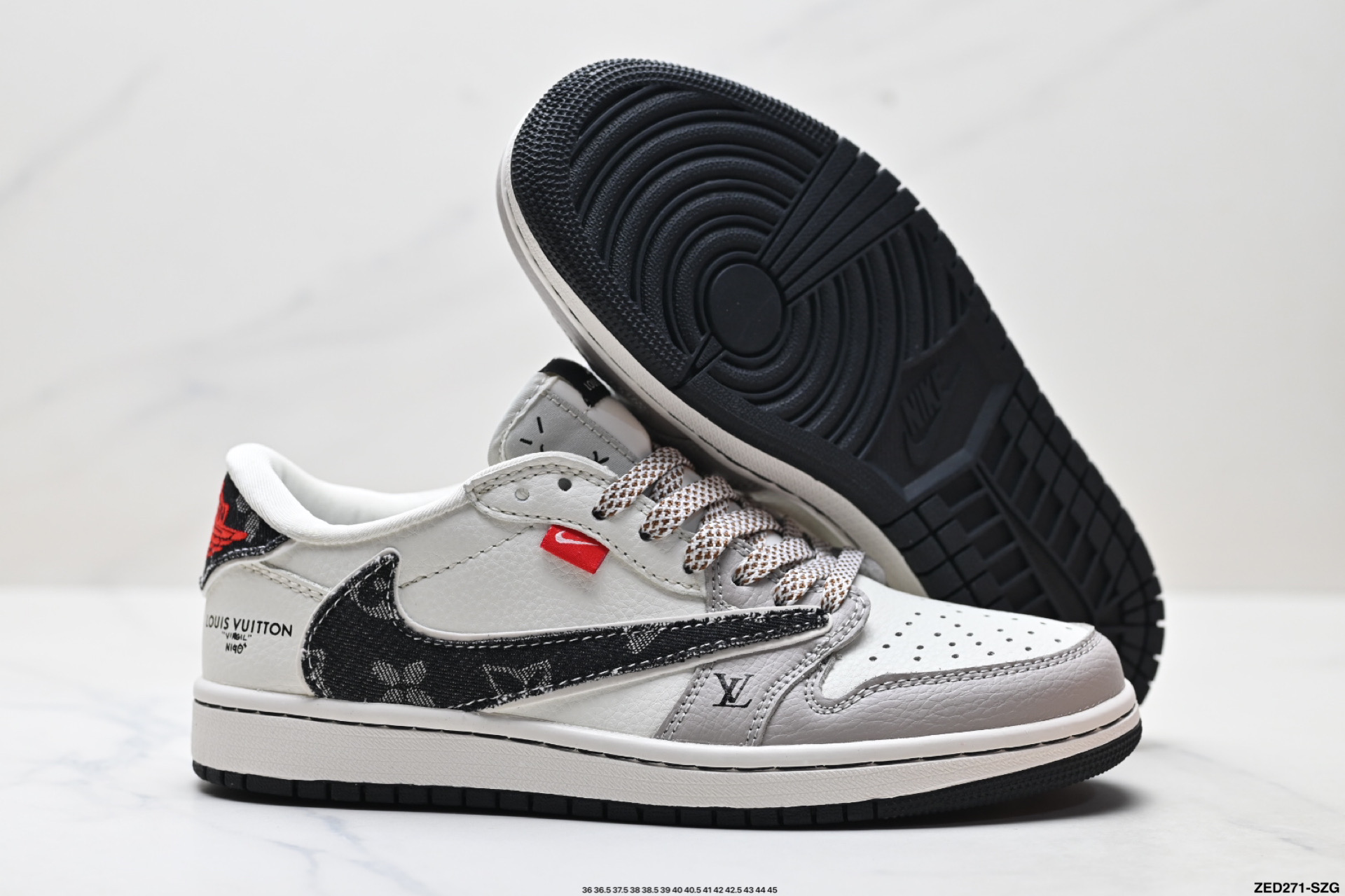 Nike Air Jordan 1 x Travis Scott AJ1倒勾 乔一倒钩 ‘DIY’定制 耐克 低帮文化篮球鞋 JW1188-143