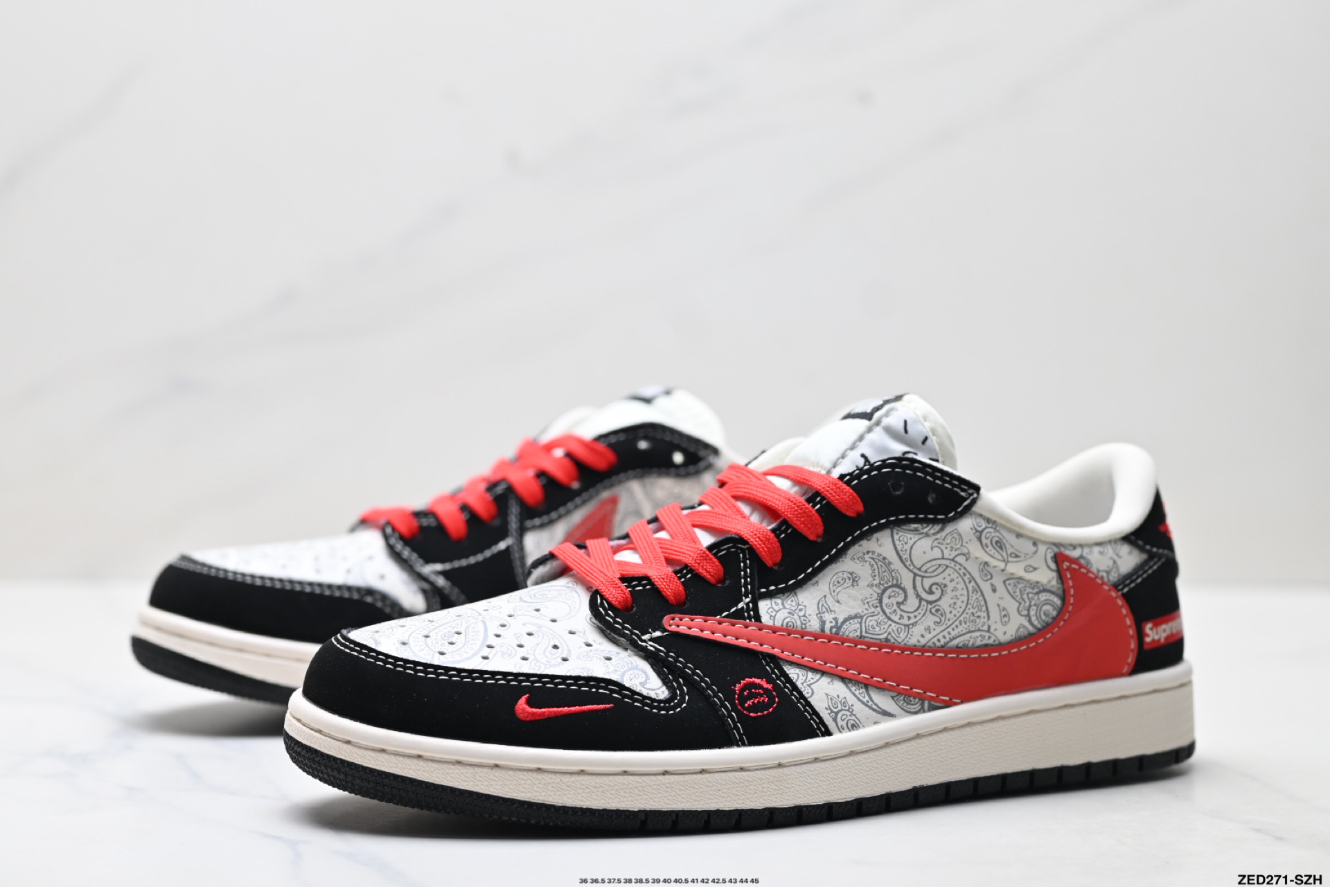 Nike Air Jordan 1 x Travis Scott AJ1倒勾 乔一倒钩 ‘DIY’定制 耐克 低帮文化篮球鞋 LD2025-035