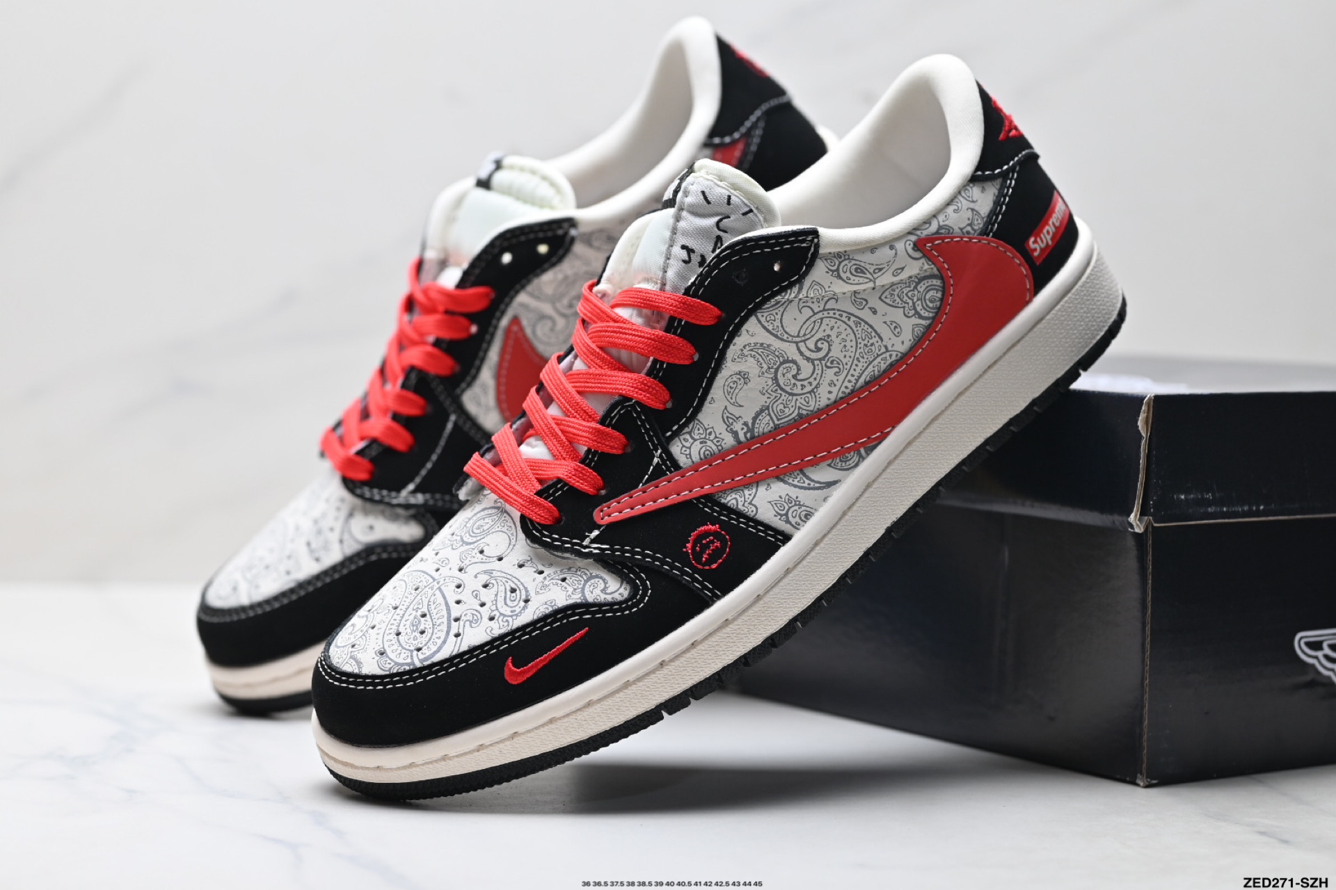 Nike Air Jordan 1 x Travis Scott AJ1倒勾 乔一倒钩 ‘DIY’定制 耐克 低帮文化篮球鞋 LD2025-035