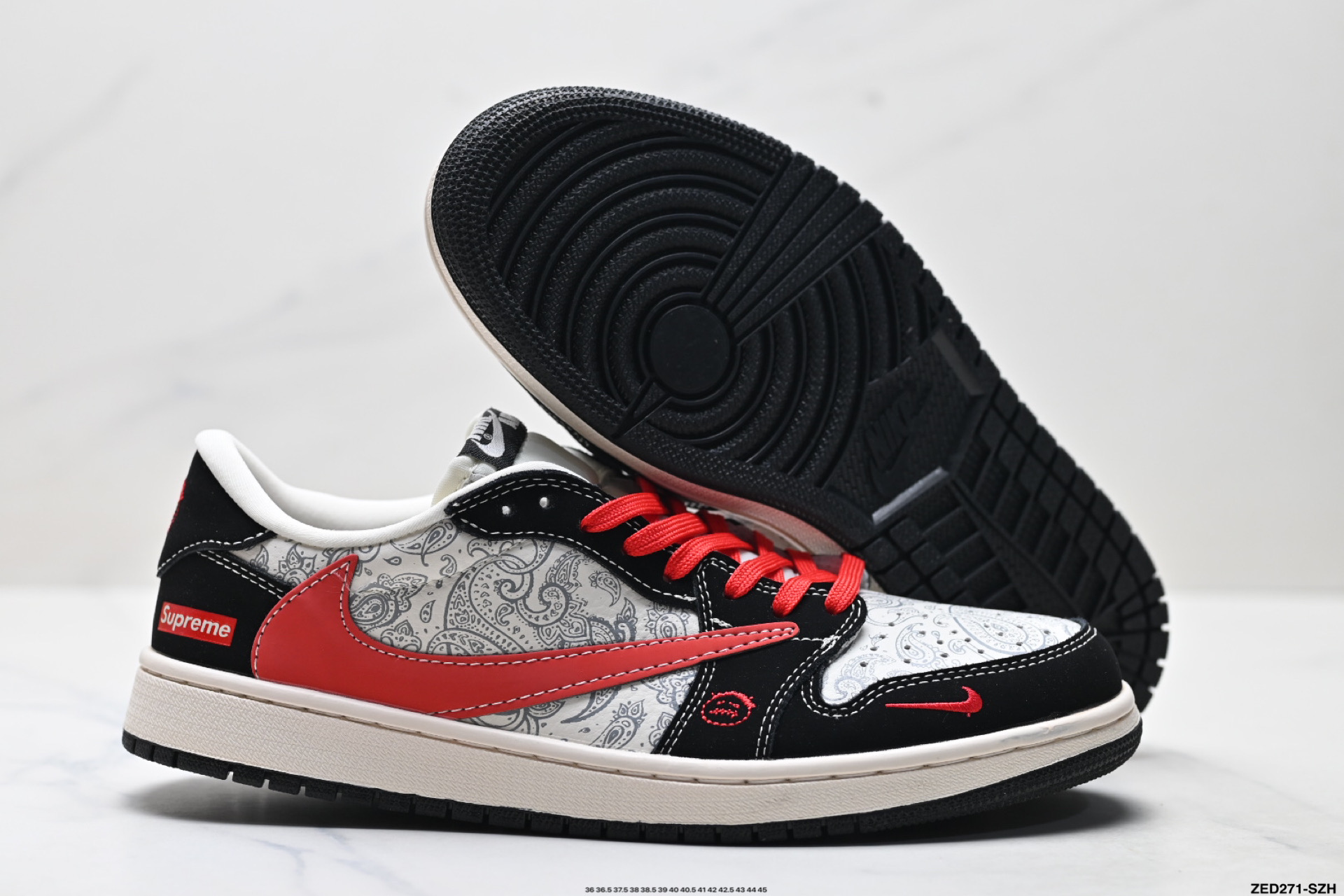 Nike Air Jordan 1 x Travis Scott AJ1倒勾 乔一倒钩 ‘DIY’定制 耐克 低帮文化篮球鞋 LD2025-035