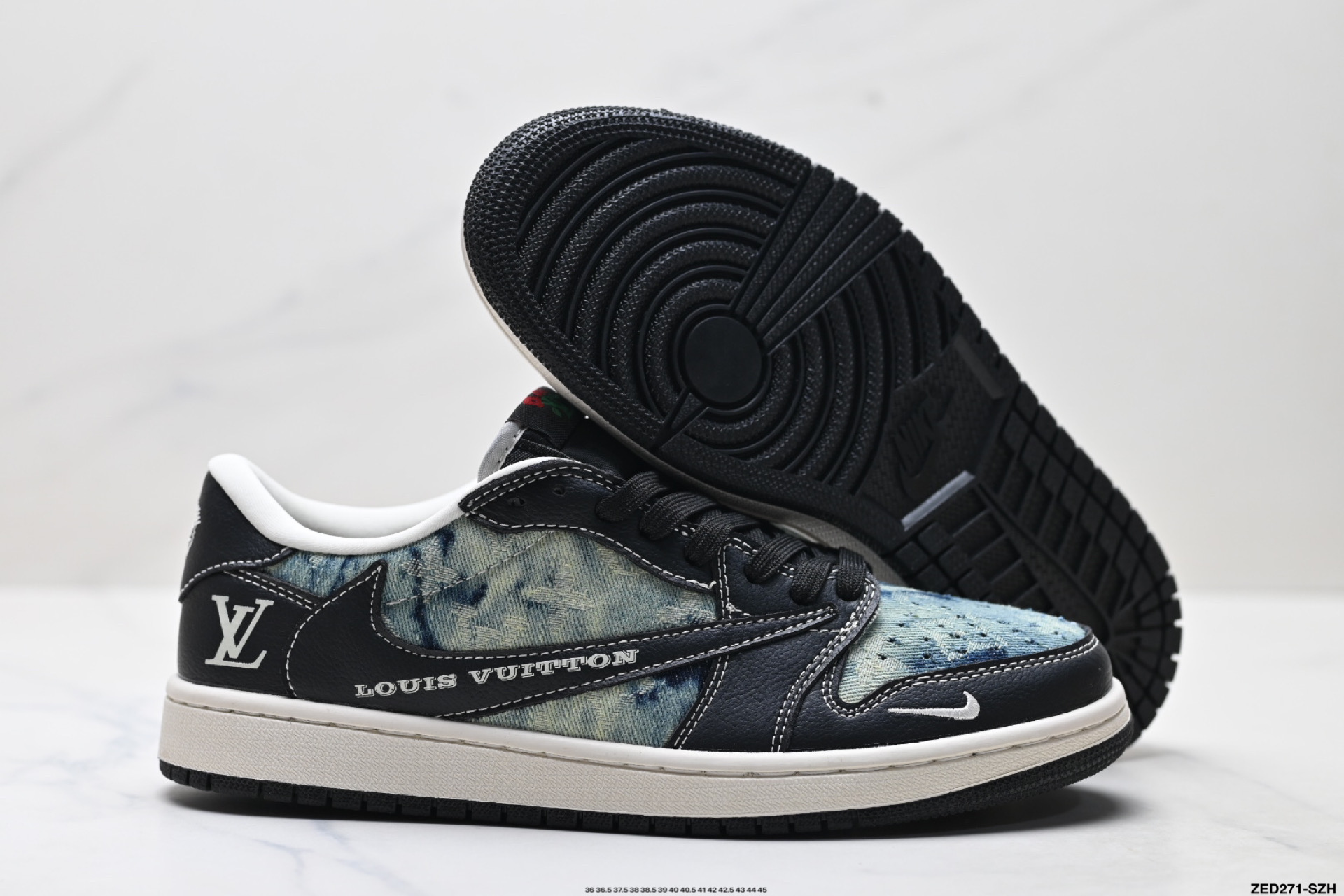 Nike Air Jordan 1 x Travis Scott AJ1倒勾 乔一倒钩 ‘DIY’定制 耐克 低帮文化篮球鞋 LD2028-045