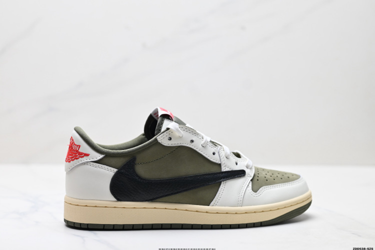 Nike Air Jordan 1 x Travis Scott 'Olive' Low-Top Sneakers 1 Nike Air Jordan 1 x Travis Scott Low-Top Basketball Shoes