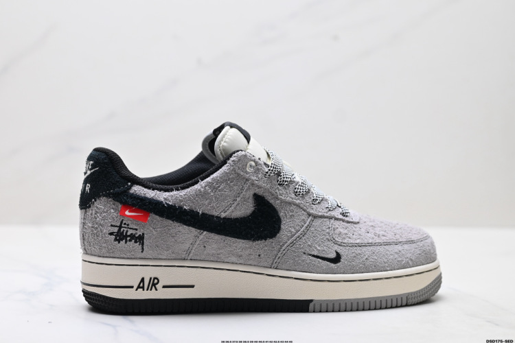 Nike Air Force 1 '07 Stussy Grey Black Sneakers 1 Nike Air Force 1 ’07 Stussy Grey Black Sneakers