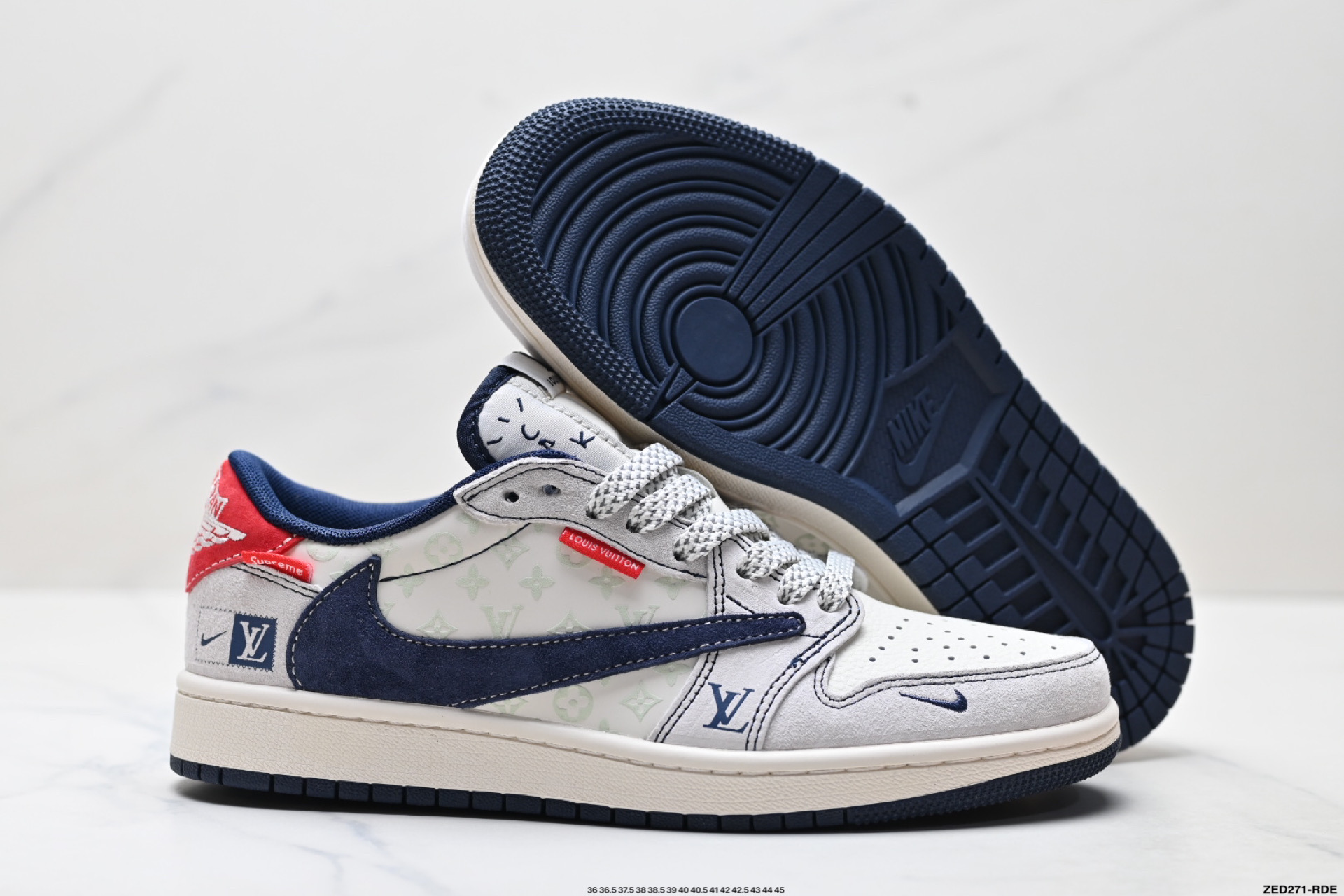 Nike Air Jordan 1 x Travis Scott AJ1倒勾 乔一倒钩 ‘DIY’定制 耐克 低帮文化篮球鞋 CX5050-Y15