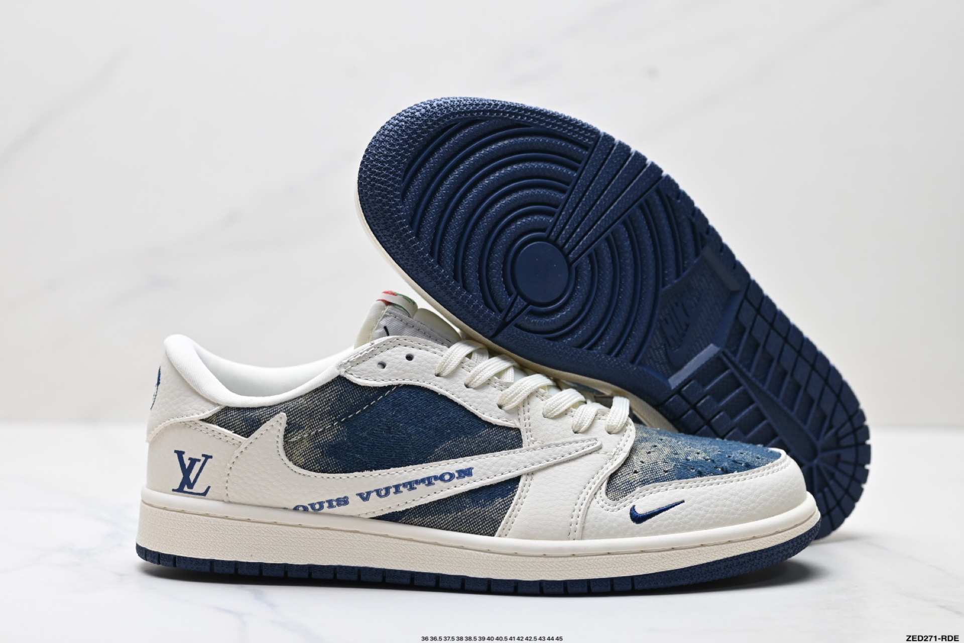 Nike Air Jordan 1 x Travis Scott AJ1倒勾 乔一倒钩 ‘DIY’定制 耐克 低帮文化篮球鞋 LD2028-044