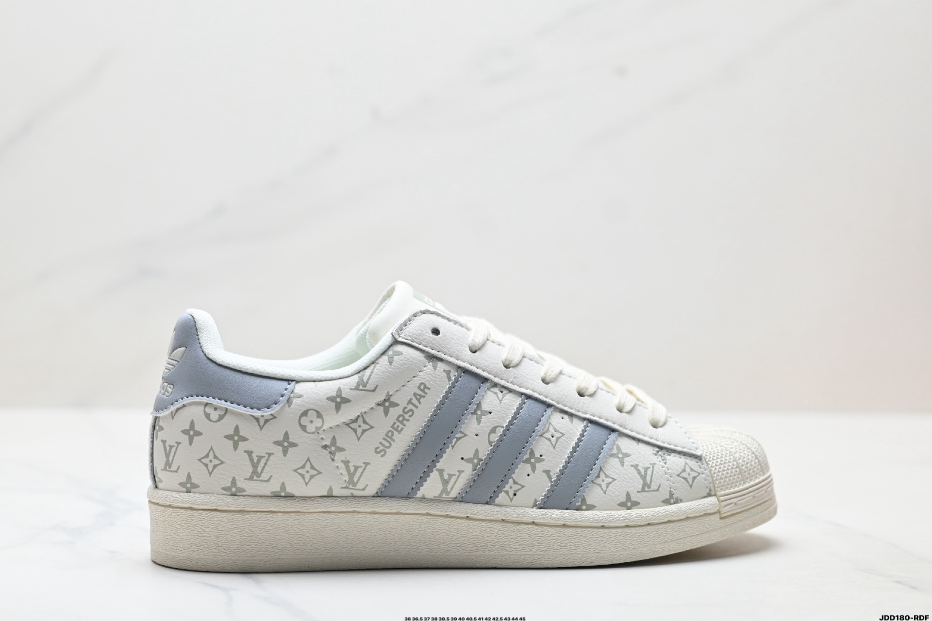放店💰90 LV 白灰 BZ6012 公司级⭐Adidas Originals Superstar 阿迪达斯 三叶草 贝壳头’DIY’系列低帮经典百搭休闲运动板鞋 尺码:36 36.5 37 38 38.5 39 40 40.5 41 42 42.5 43 44 45 ID:JDD180-RDF