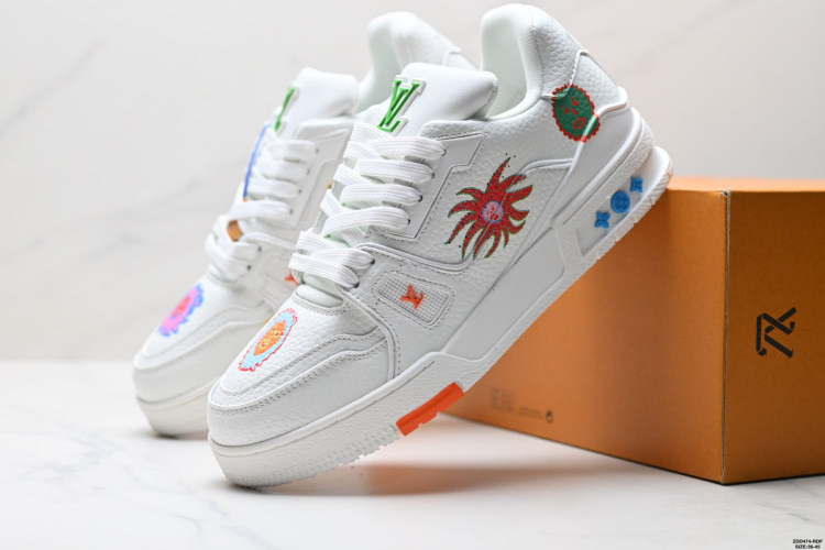 Louis Vuitton Trainer Sneaker Low White Leather with 3D Logo, Size 36-45 1 Louis Vuitton Trainer Sneaker Low White Leather with 3D Logo, Size 36-45