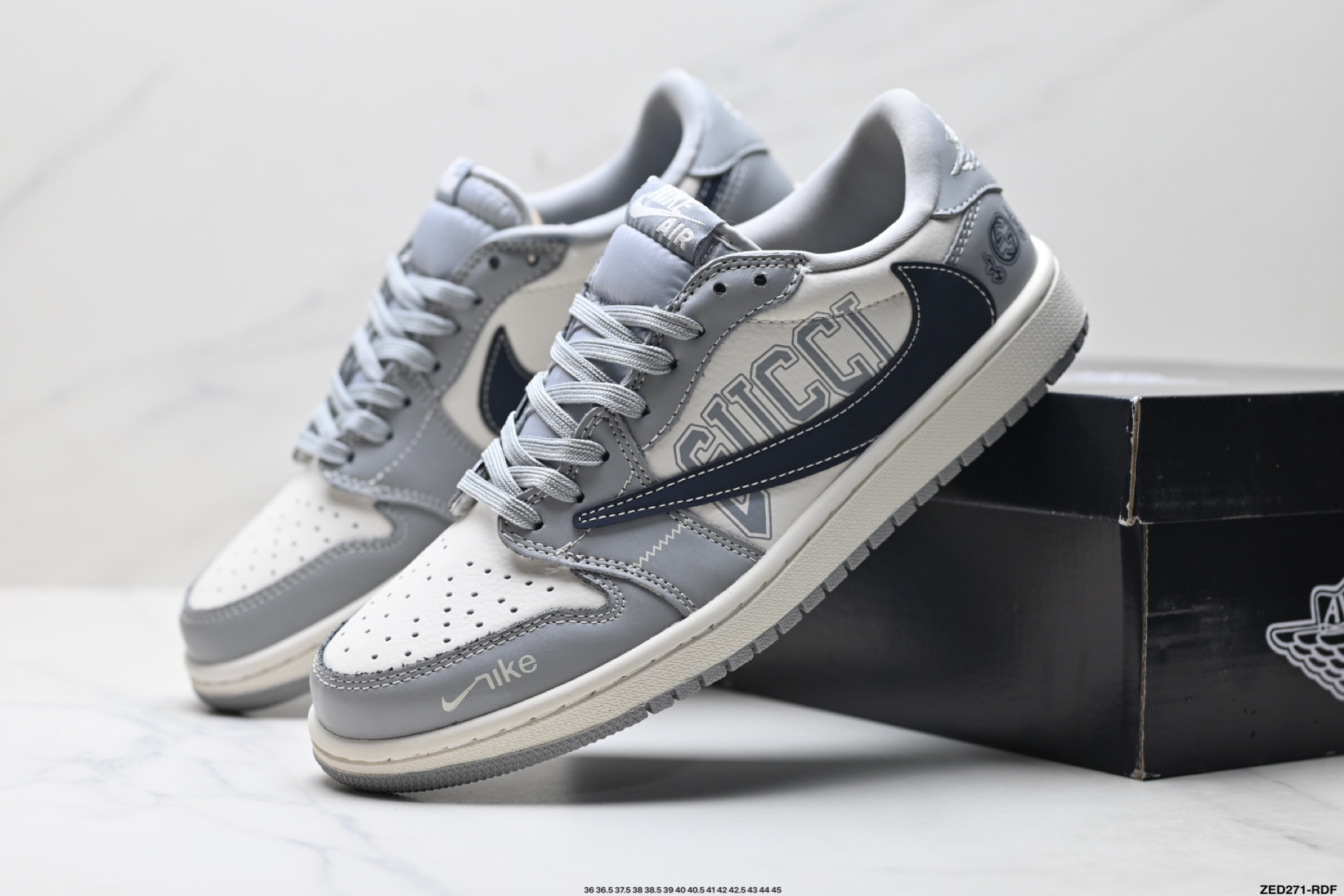 Nike Air Jordan 1 x Travis Scott AJ1倒勾 乔一倒钩 ‘DIY’定制 耐克 低帮文化篮球鞋 LD2025-023