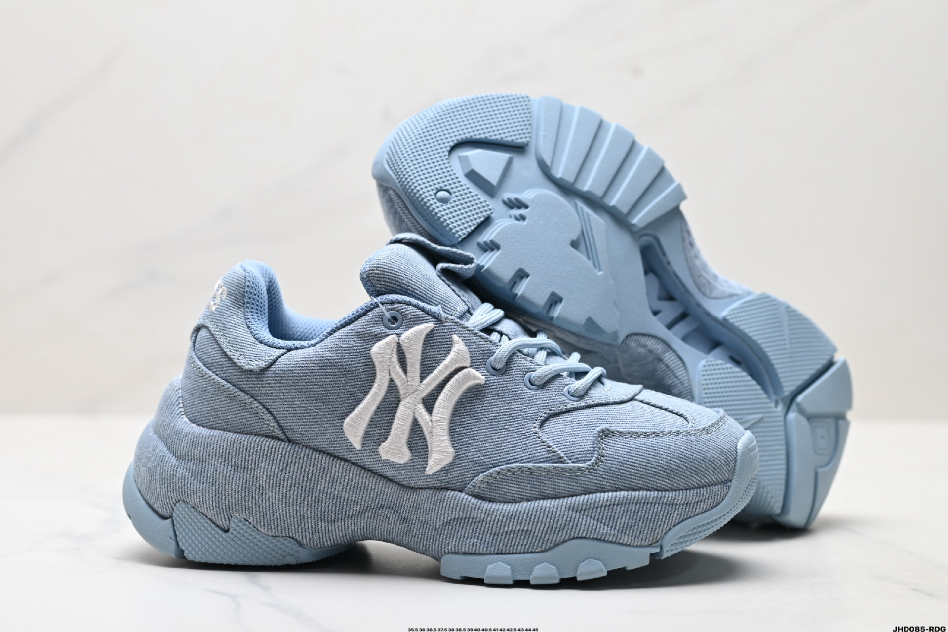 MLB BIGBALL CHUNKY VINTAGE CURSIVE 潮流百搭 厚底增高 牛仔舒适休闲鞋 防滑耐磨 低帮 老爹鞋 3ASHVT25N