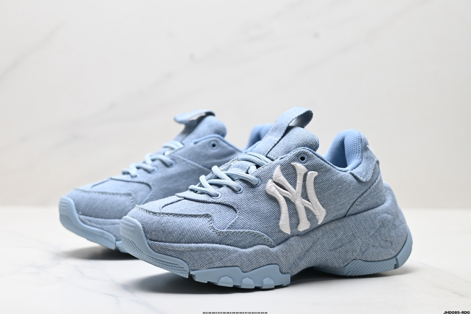 MLB BIGBALL CHUNKY VINTAGE CURSIVE 潮流百搭 厚底增高 牛仔舒适休闲鞋 防滑耐磨 低帮 老爹鞋 3ASHVT25N