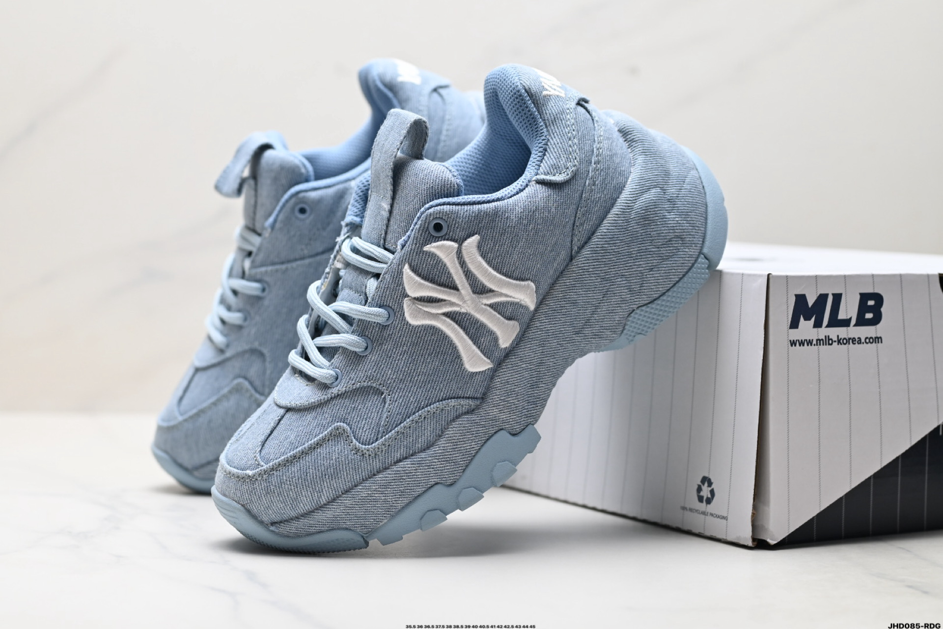 MLB BIGBALL CHUNKY VINTAGE CURSIVE 潮流百搭 厚底增高 牛仔舒适休闲鞋 防滑耐磨 低帮 老爹鞋 3ASHVT25N