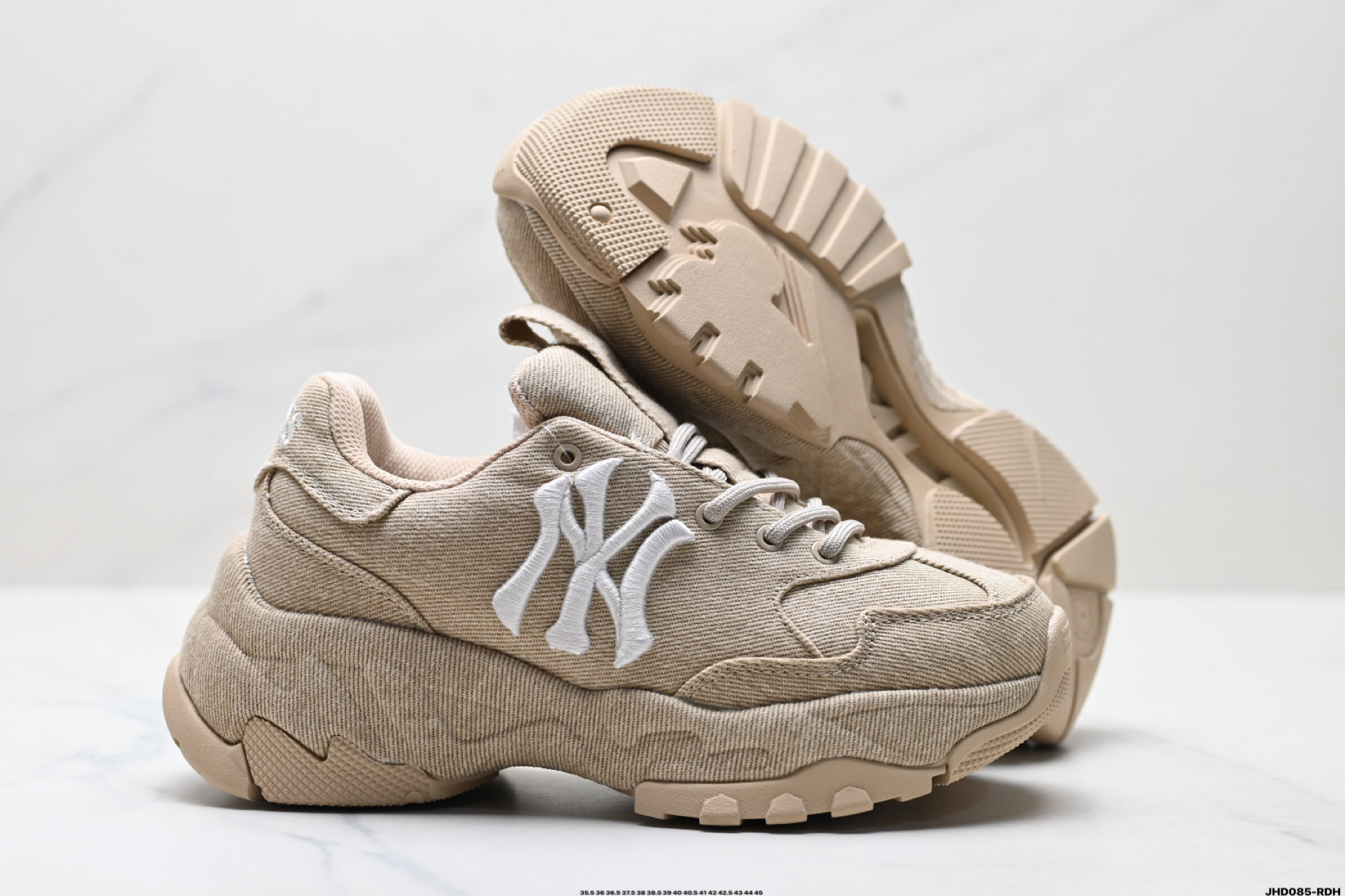 MLB BIGBALL CHUNKY VINTAGE CURSIVE 潮流百搭 厚底增高 牛仔舒适休闲鞋 防滑耐磨 低帮 老爹鞋 3ASHVT25N