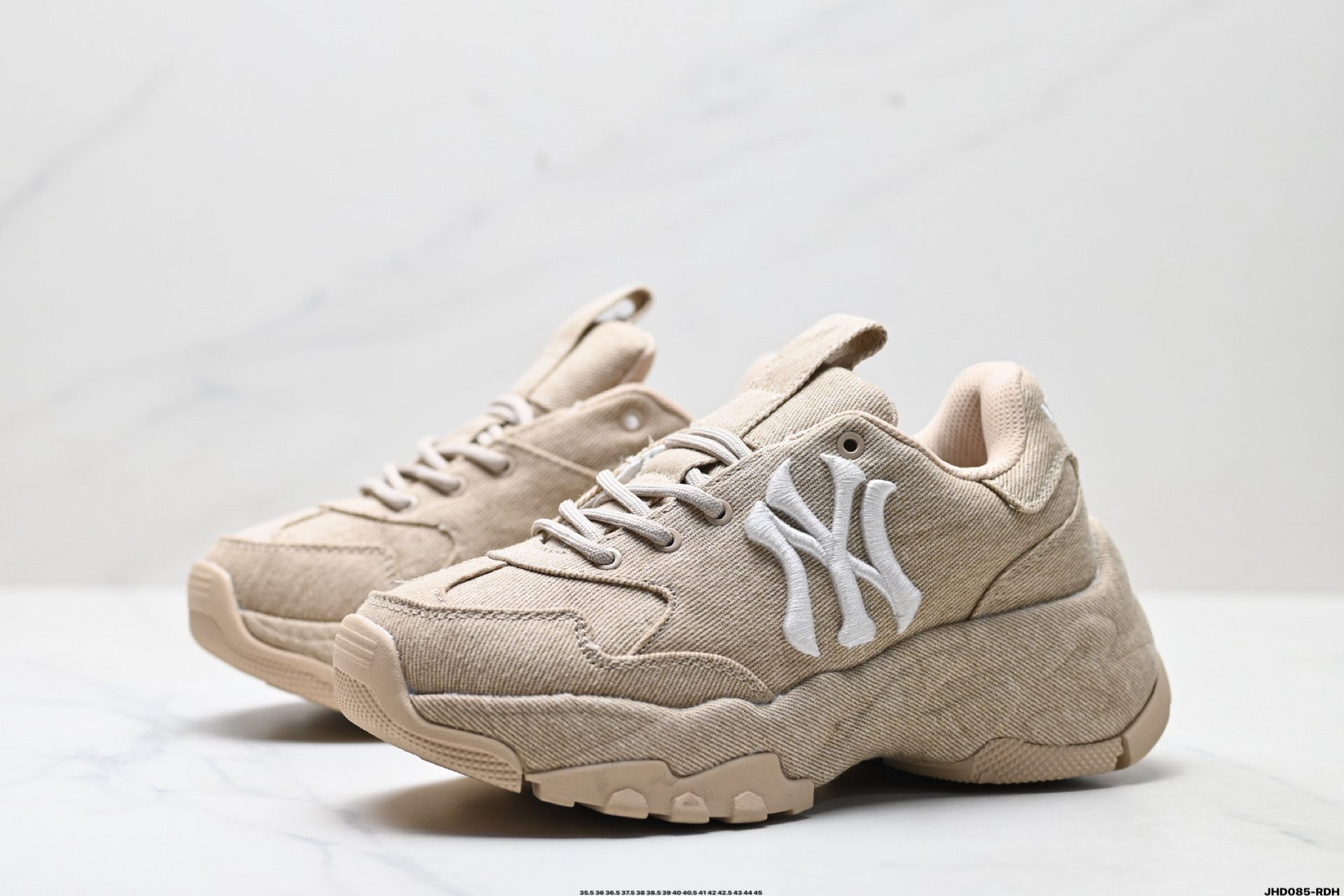 MLB BIGBALL CHUNKY VINTAGE CURSIVE 潮流百搭 厚底增高 牛仔舒适休闲鞋 防滑耐磨 低帮 老爹鞋 3ASHVT25N