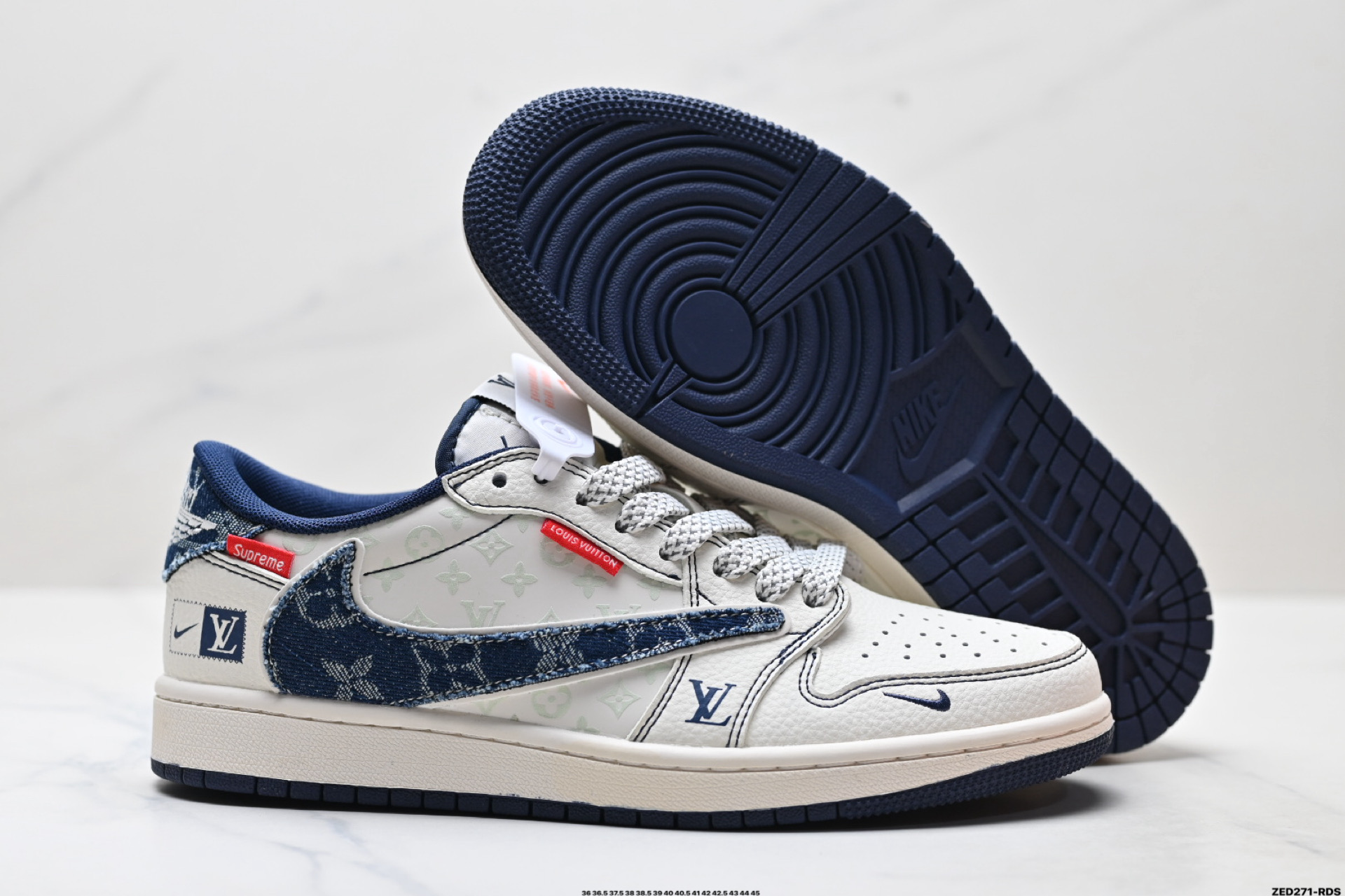 Nike Air Jordan 1 x Travis Scott AJ1倒勾 乔一倒钩 ‘DIY’定制 耐克 低帮文化篮球鞋 CX5050-Y16