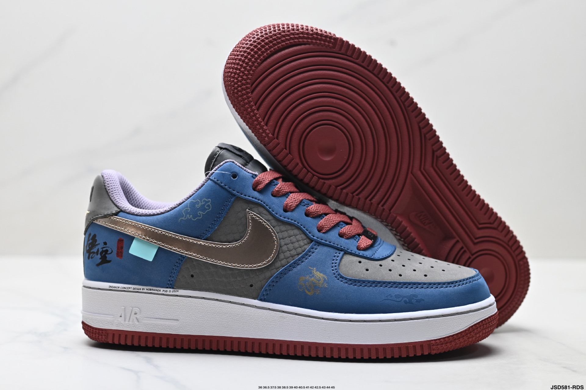 Nike Air Force 1 Low 黑神话悟空 祥云龙纹 复古潮流男女球鞋定制 AF2434-109