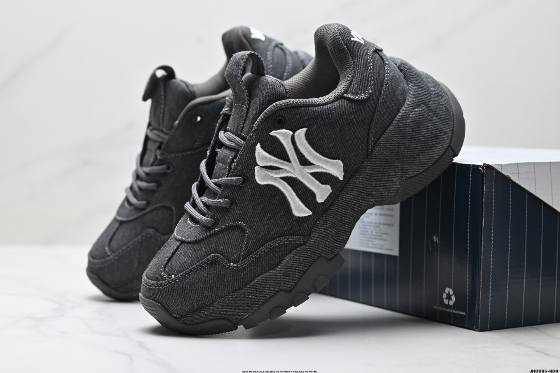 MLB BIGBALL CHUNKY VINTAGE CURSIVE 潮流百搭 厚底增高 牛仔舒适休闲鞋 防滑耐磨 低帮 老爹鞋 3ASHVT25N