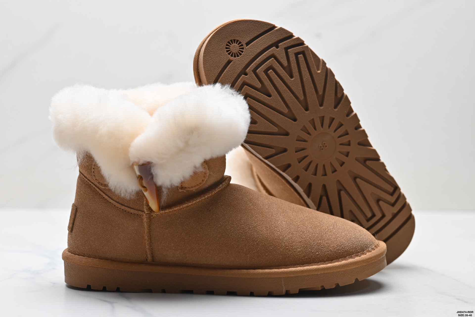 UGG保暖減震 加绒潮流 牛角扣 时尚百搭 短筒 雪地靴