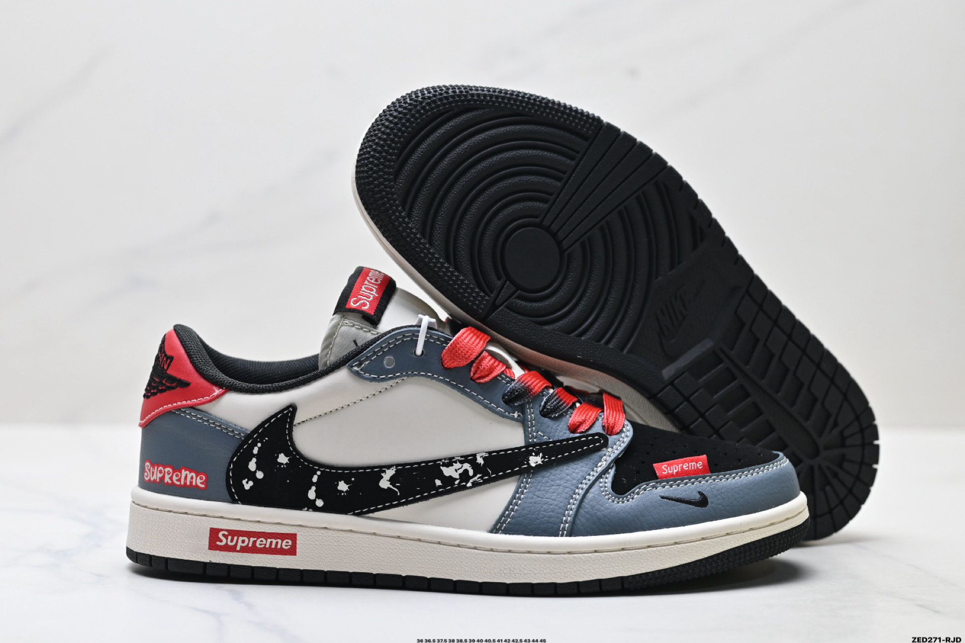 Nike Air Jordan 1 x Travis Scott AJ1倒勾 乔一倒钩 ‘DIY’定制 耐克 低帮文化篮球鞋 QW5088-202