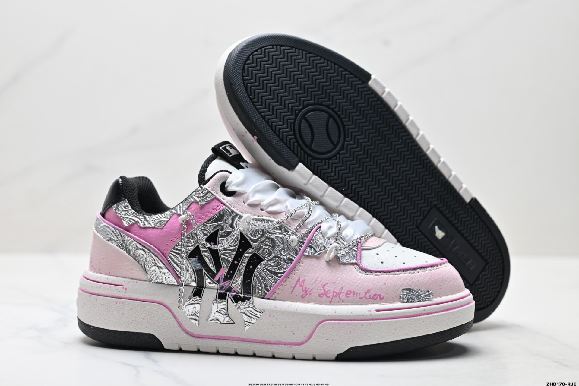 MLB Chunky Liner PU ‘DIY定制’ 简约时尚 百搭 包裹性保暖防滑防水减震 低帮 板鞋 3ASXCA12N