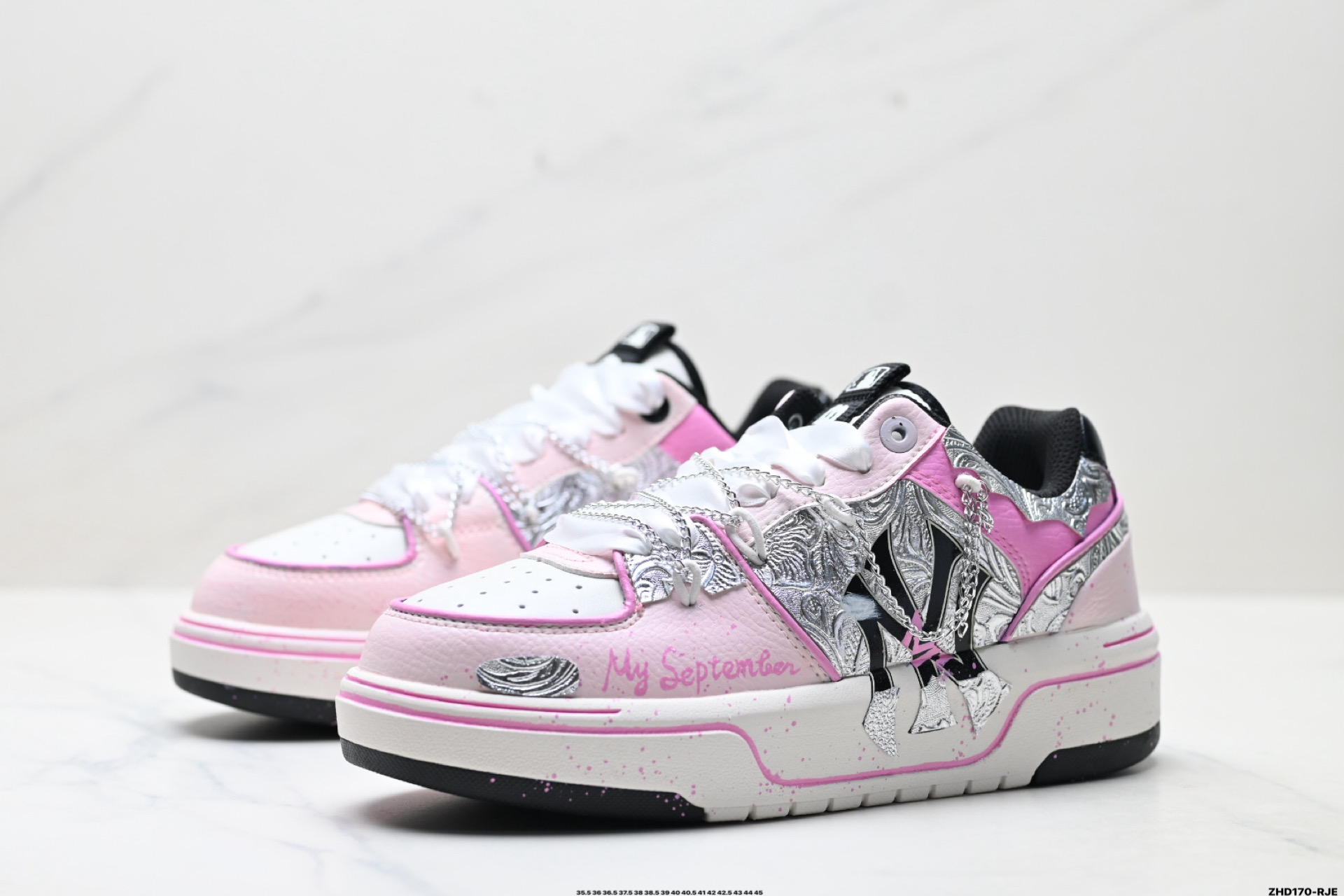 MLB Chunky Liner PU ‘DIY定制’ 简约时尚 百搭 包裹性保暖防滑防水减震 低帮 板鞋 3ASXCA12N