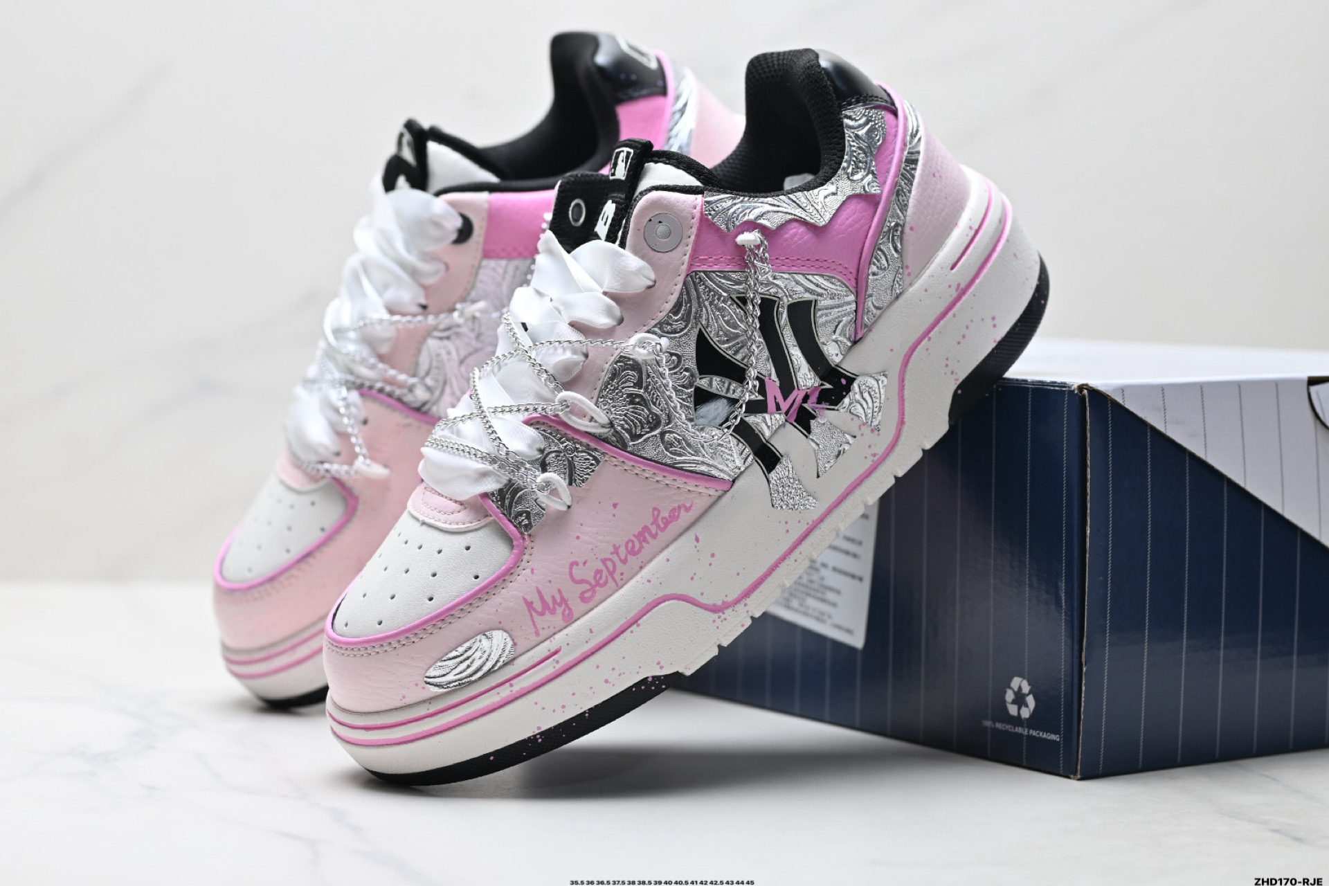 MLB Chunky Liner PU ‘DIY定制’ 简约时尚 百搭 包裹性保暖防滑防水减震 低帮 板鞋 3ASXCA12N