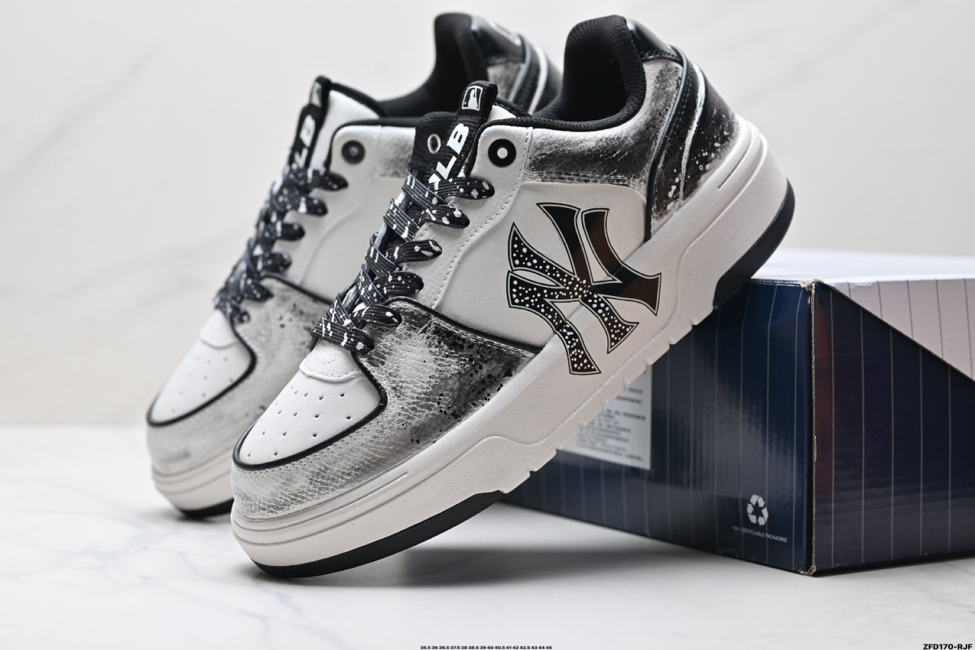 MLB Chunky Liner PU ‘DIY定制’ 简约时尚 百搭 包裹性保暖防滑防水减震 低帮 板鞋 3ASXCA12N