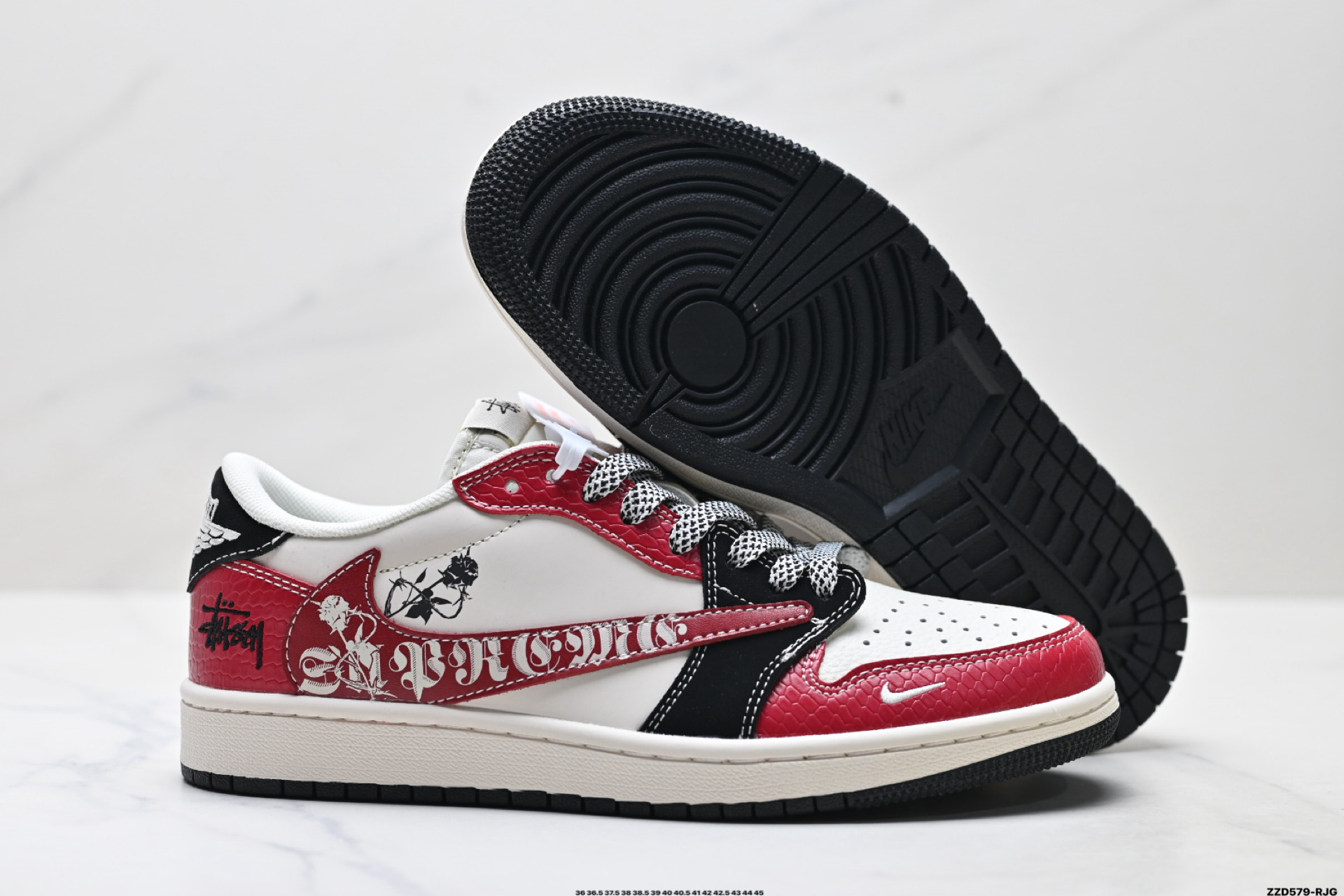 Nike Air Jordan 1 x Travis Scott AJ1倒勾 乔一倒钩 ‘DIY’定制 耐克 低帮文化篮球鞋 HS8068-065