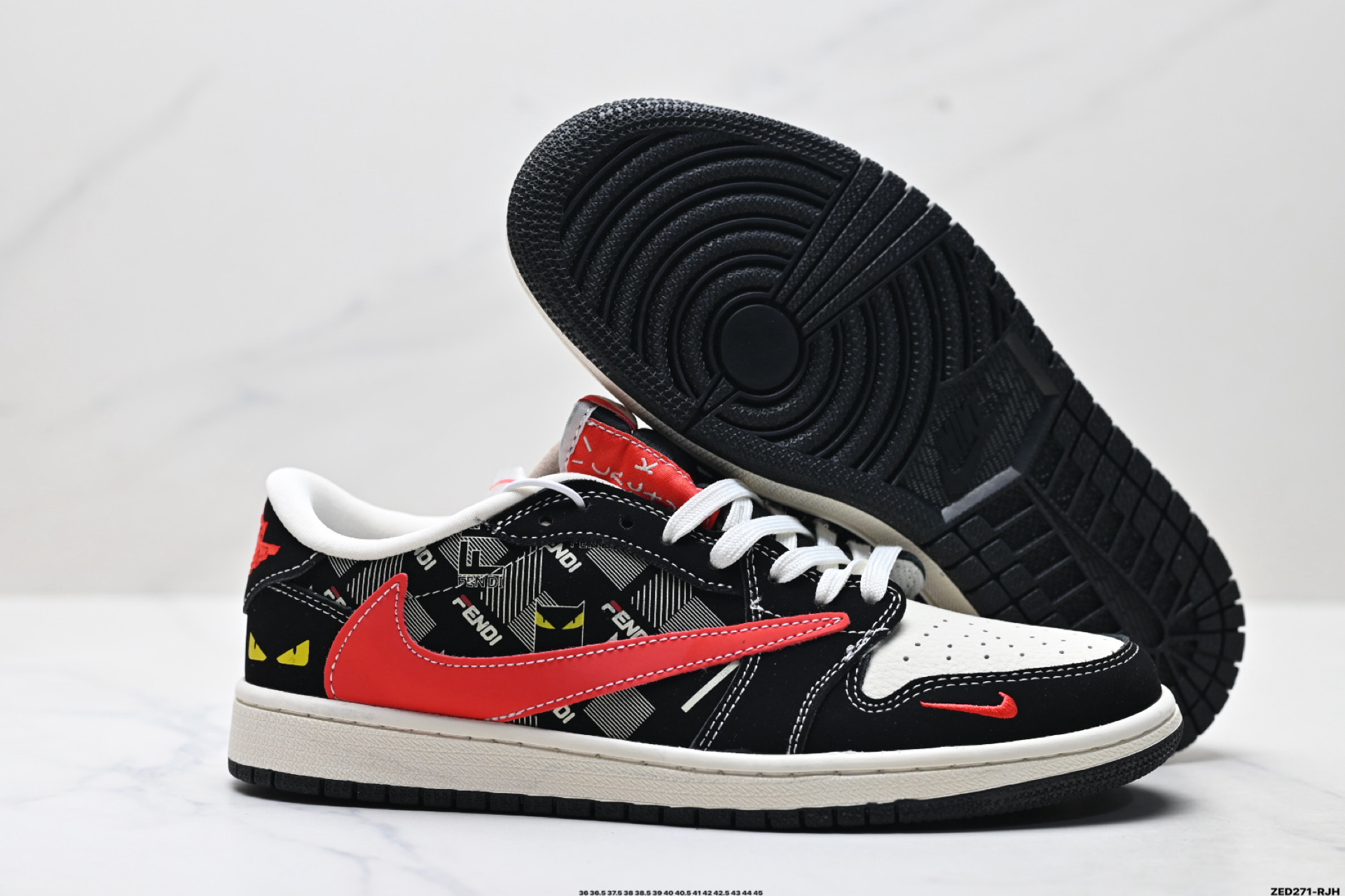 Nike Air Jordan 1 x Travis Scott AJ1倒勾 乔一倒钩 ‘DIY’定制 耐克 低帮文化篮球鞋 XS2025-078