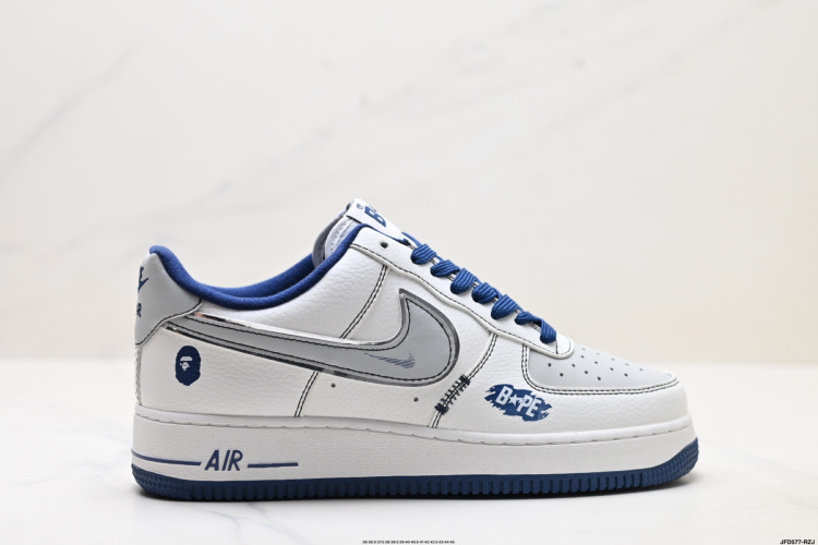 Nike Air Force 1 '07 Low Bape White Blue Fashion Sneakers 1 Nike Air Force 1 ’07 Low Bape White Blue Fashion Sneakers