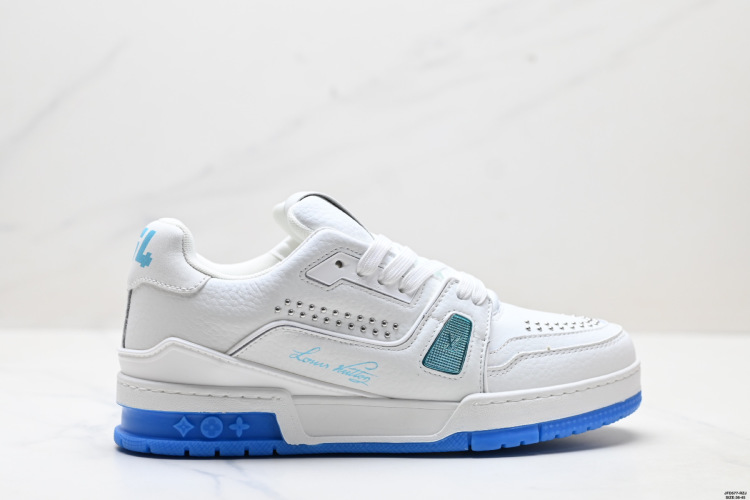 Louis Vuitton Trainer Sneaker Low White Blue, Casual Sports Shoes 1 Louis Vuitton Trainer Sneaker Low White Blue, Casual Sports Shoes