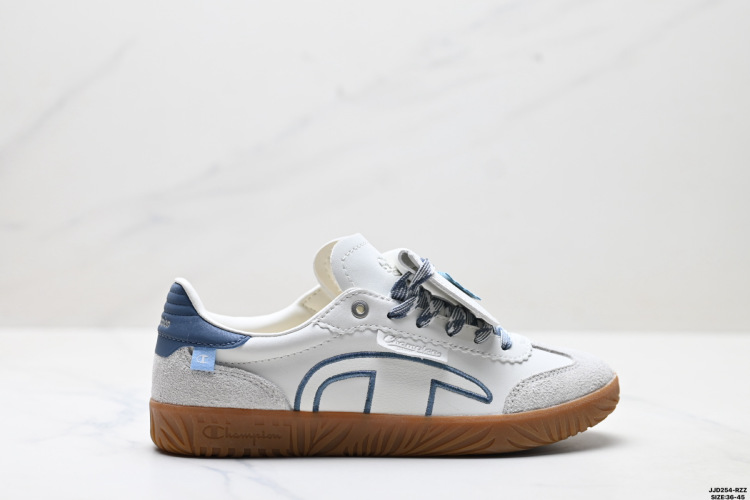 Champion Champ T-Trainer Low Top Sneakers with Classic Logo, White/Blue 1 Champion Champ T-Trainer Low Top Sneakers with Classic Logo, White/Blue