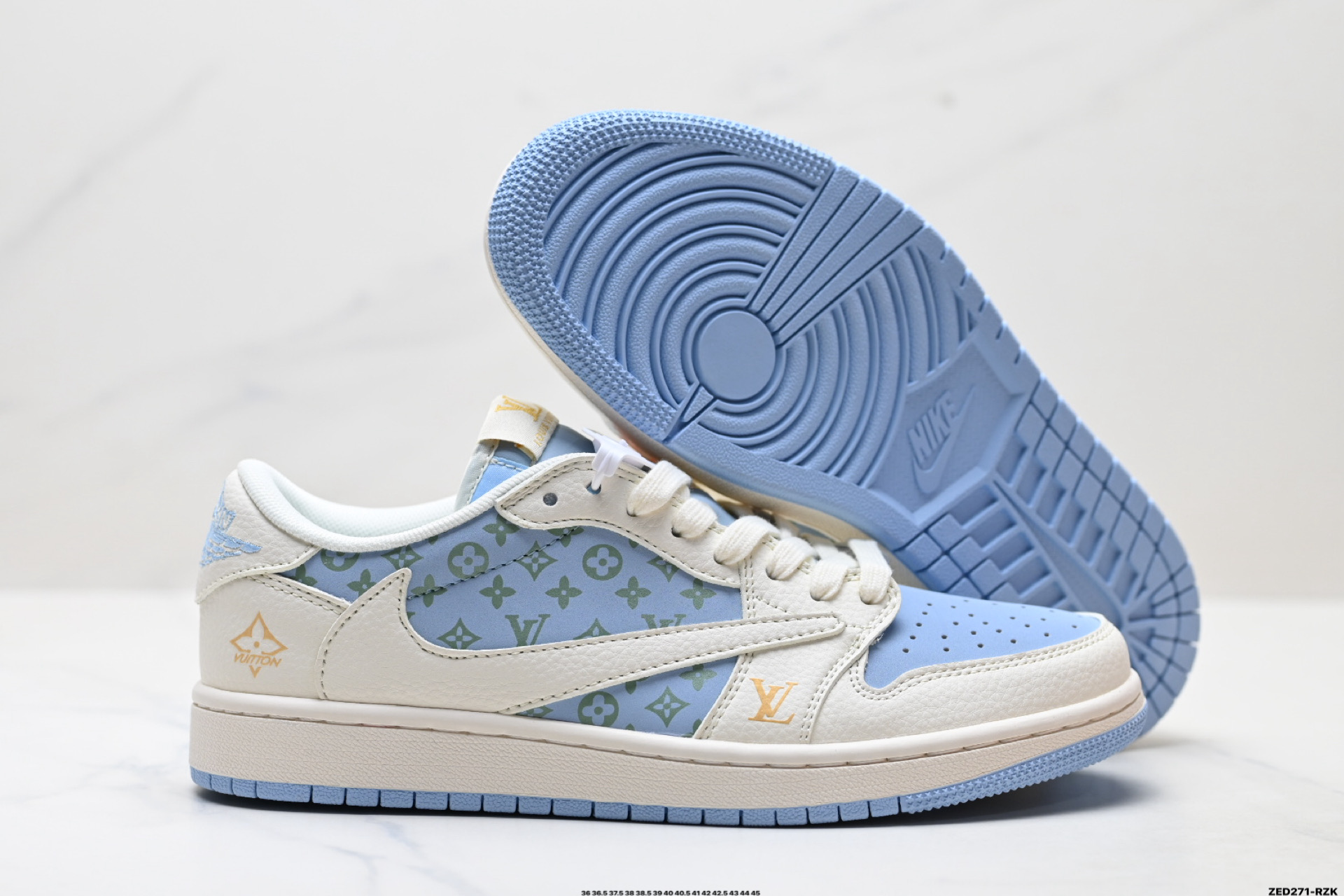 Nike Air Jordan 1 x Travis Scott AJ1倒勾 乔一倒钩 ‘DIY’定制 耐克 低帮文化篮球鞋 ZH2598-163