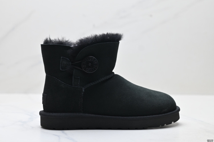 UGG Women's Mini Bailey Button II Ankle Boot, Black Suede Sheepskin 1 UGG Women’s Mini Bailey Button II Ankle Boot, Black Suede Sheepskin