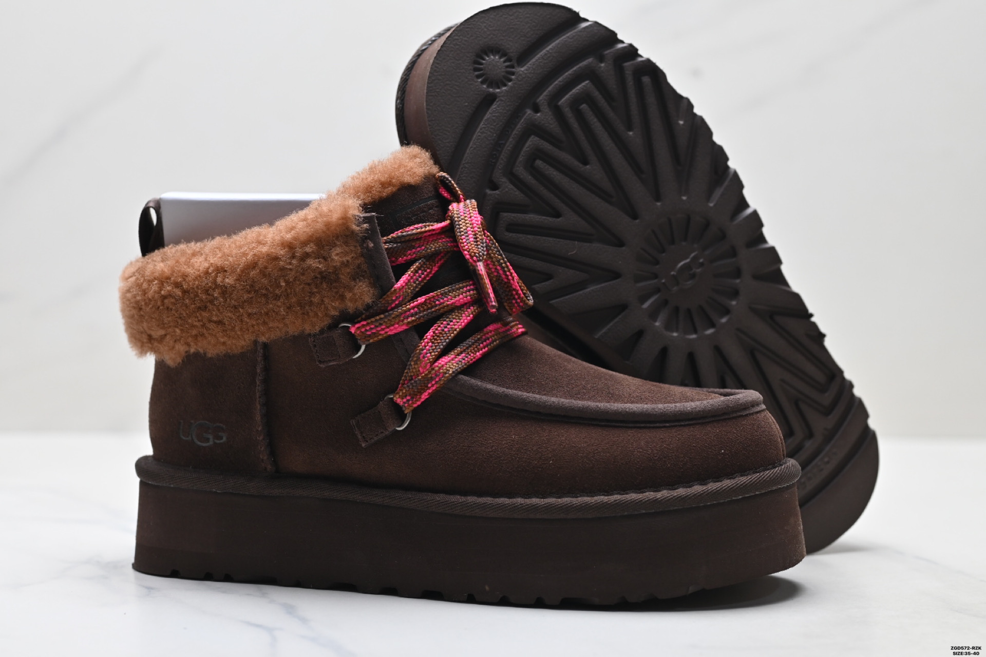 UGG Funkarra Botines de Plataforma con Cordones para Mujer - Marrón 6 i1758644440534 7327 0 4