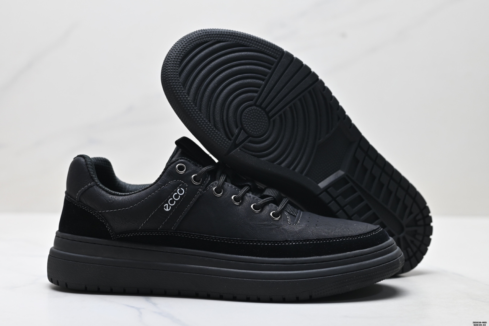 ecco德国骆驼动感男鞋秋季黑色英伦软底休闲皮鞋男士时尚耐磨运动板鞋