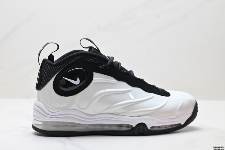 Nike Air Foamposite One Basketball Shoe - White/Black, Rubber Outsole 1 Nike Air Foamposite One Basketball Shoe – White/Black, Rubber Outsole