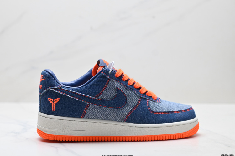 Nike Air Force 1 '07 Denim & Orange Accents Low-Top Basketball Shoes 1 Nike Air Force 1 ’07 Denim & Orange Accents Low-Top Basketball Shoes