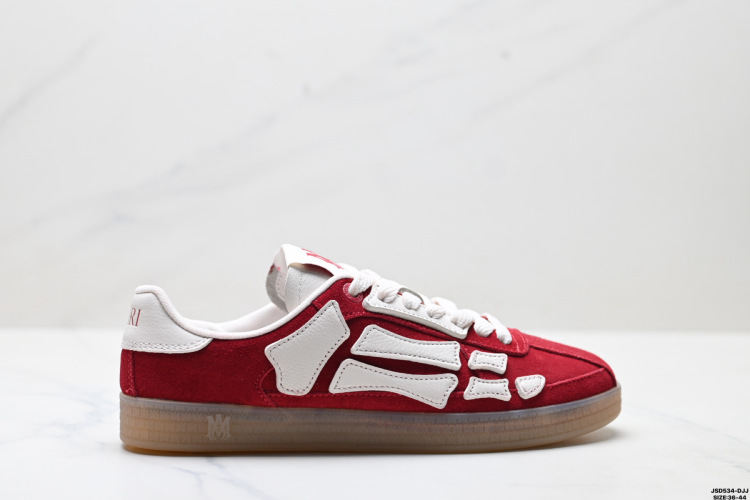 Amiri Pacific Bones Suede Low-Top Sneakers Round Toe Lace-Up for Men 1 Amiri Pacific Bones Suede Low-Top Sneakers Round Toe Lace-Up for Men