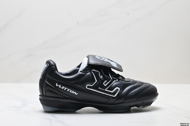 Louis Vuitton Footprint Soccer Sneaker - Black Leather with Signature Details 1 Louis Vuitton Footprint Soccer Sneaker – Black Leather with Signature Details