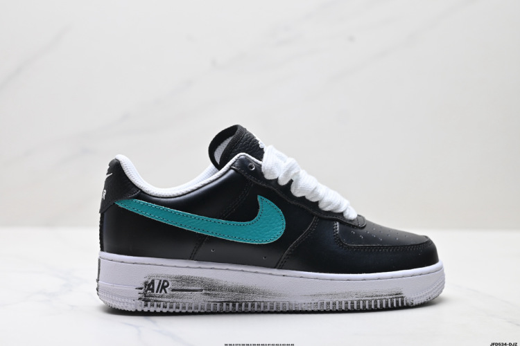 Nike Air Force 1 '07 Low-Top Sneakers - Black/Turquoise, Original Fit 1 Nike Air Force 1 ’07 Low-Top Sneakers – Black/Turquoise, Original Fit